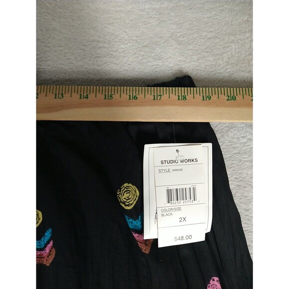 Boho Broomstick Hippie Maxi Skirt 2X Elastic Waist Aztec Southwest Vintage NOS - Picture 9 of 11